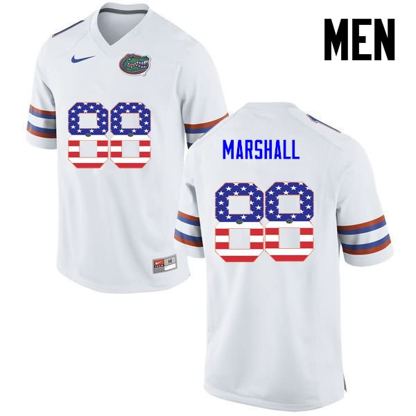 Men's NCAA Florida Gators Wilber Marshall #88 Stitched Authentic USA Flag Fashion Nike White College Football Jersey QWW7065YQ